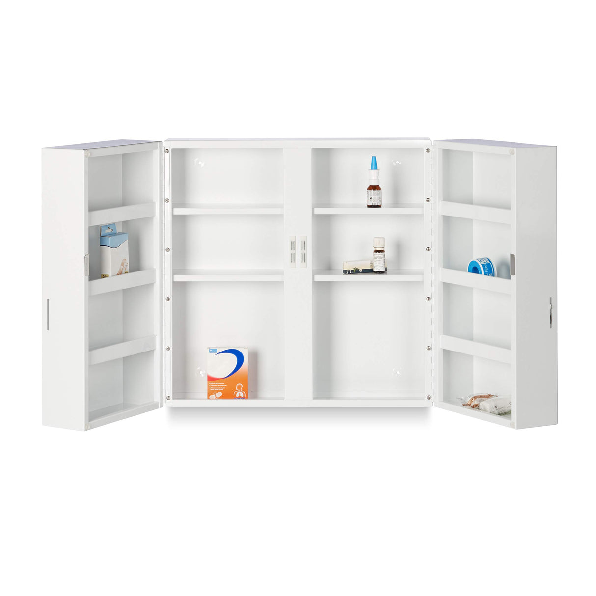 XXL Medicine Cabinet, Premium Locking w/ 2 Doors, 11 Compartments