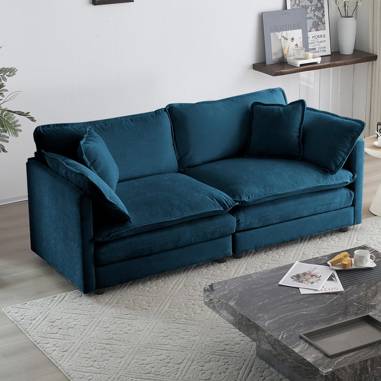 Comfortable Deep Seat Chenille Loveseat, Modern Love Seat 2-Seater Sofa Couch