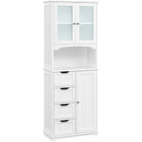 Tall Storage Cabinet with Glass Door, Bathroom Floor Cabinet 65.5″, Kitchen Pantry