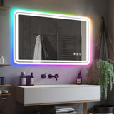 60 x 36 LED Bathroom Mirror RGB Backlit, Lighted Bathroom Mirror for Wall WRGB Backlit