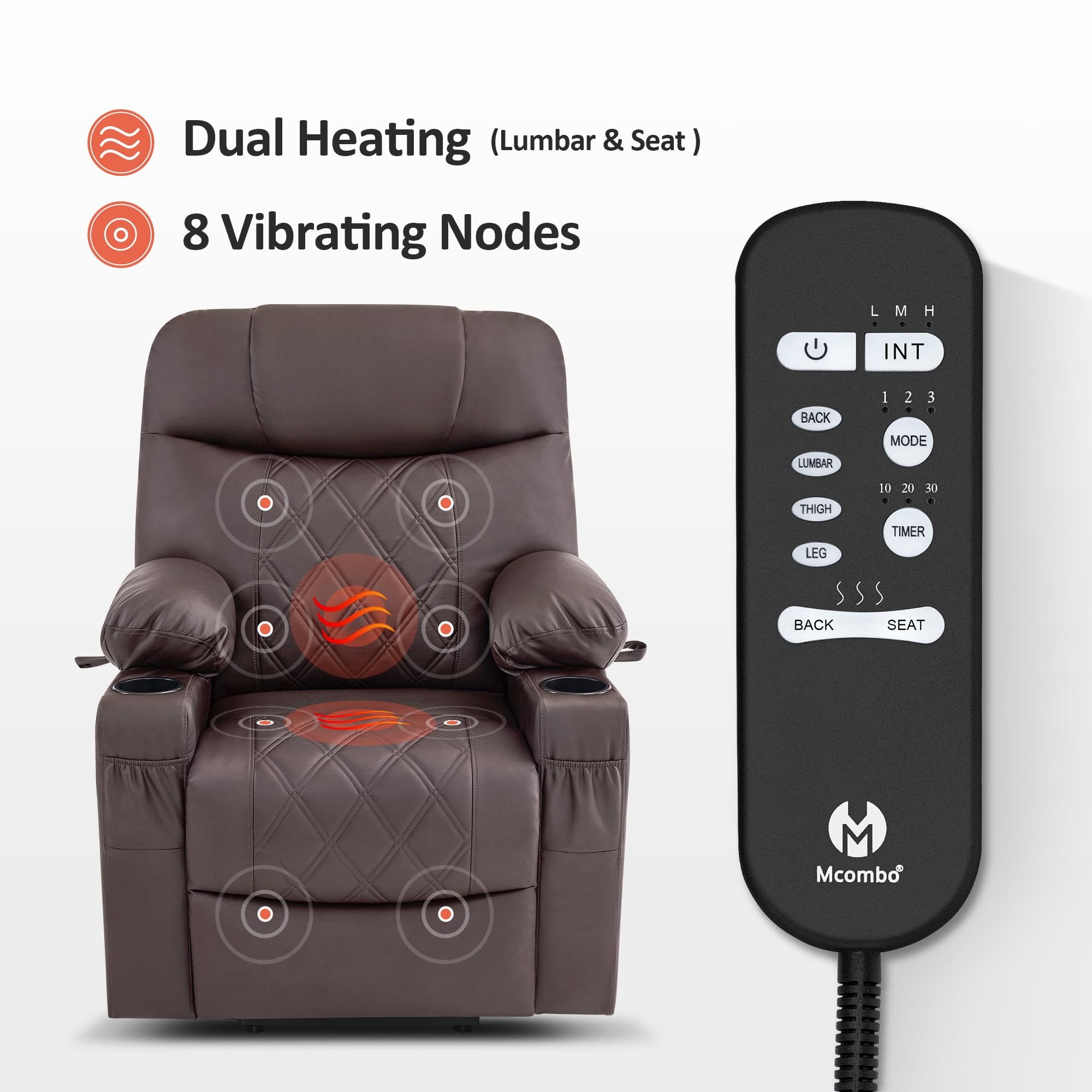 Small Size Power Lift Recliner Chair Sofa with Massage and Dual Heating