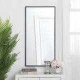 Monet Home Office Decorative Rectangle Framed Wall Mirror, 18" L x 36" H - Black