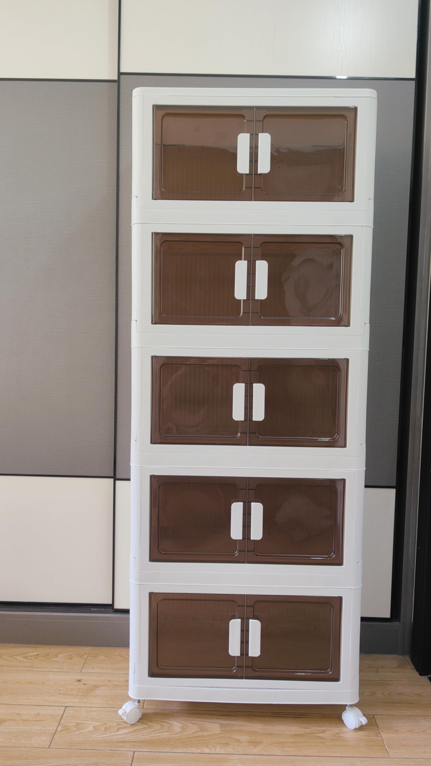 80 Gals Storage Bins with Lids - Folding Storage box with Doors and Wheels