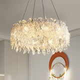 8-Lights Golden Finish Classic Glass Chandelier Ceiling Light for