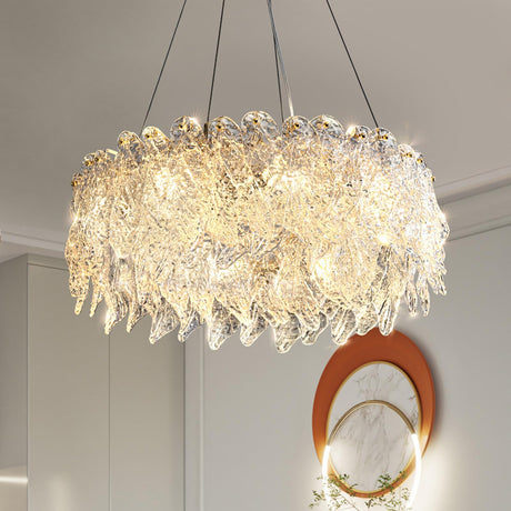 8-Lights Golden Finish Classic Glass Chandelier Ceiling Light for