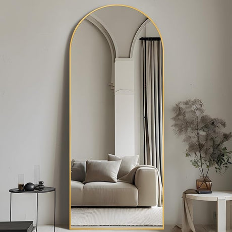 Full Length Mirror, 76"x44" Arched Full Body Mirror, Oversized Mirror, Floor Mirror, Leaning Free Standing Mirror, Hanging Mounted Large Mirror for Bedroom Dressing Room, Cloakroom, Gold