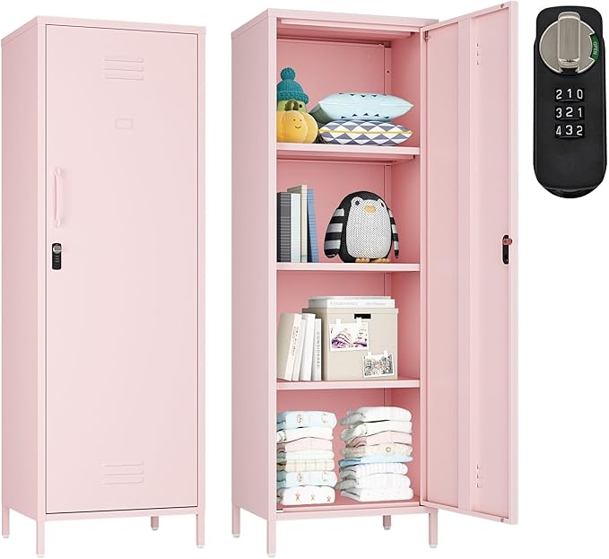 Metal Storage Cabinet, Steel File Locker with 3 Shelves 59.06-inch high for School