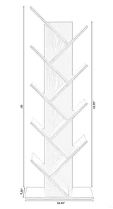 Basicwise Wooden 9-Shelf Tree Magazine CD Storage Bookcase, Gray