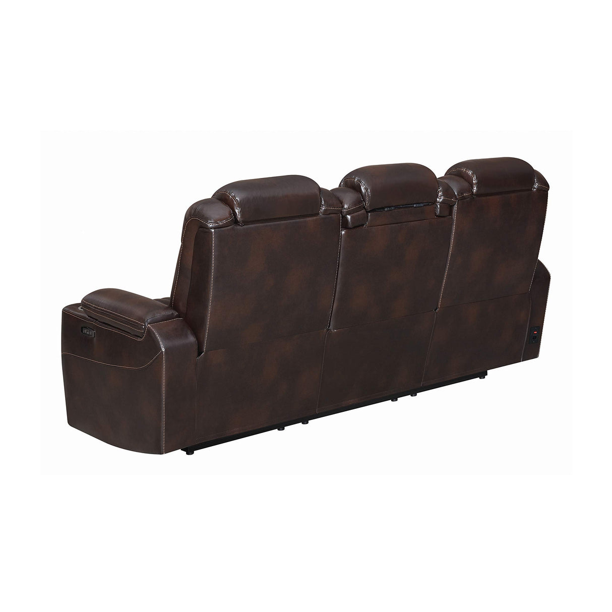 Leatherette Diamond Tufted Power Recliner Sofa with Drop Down Storage