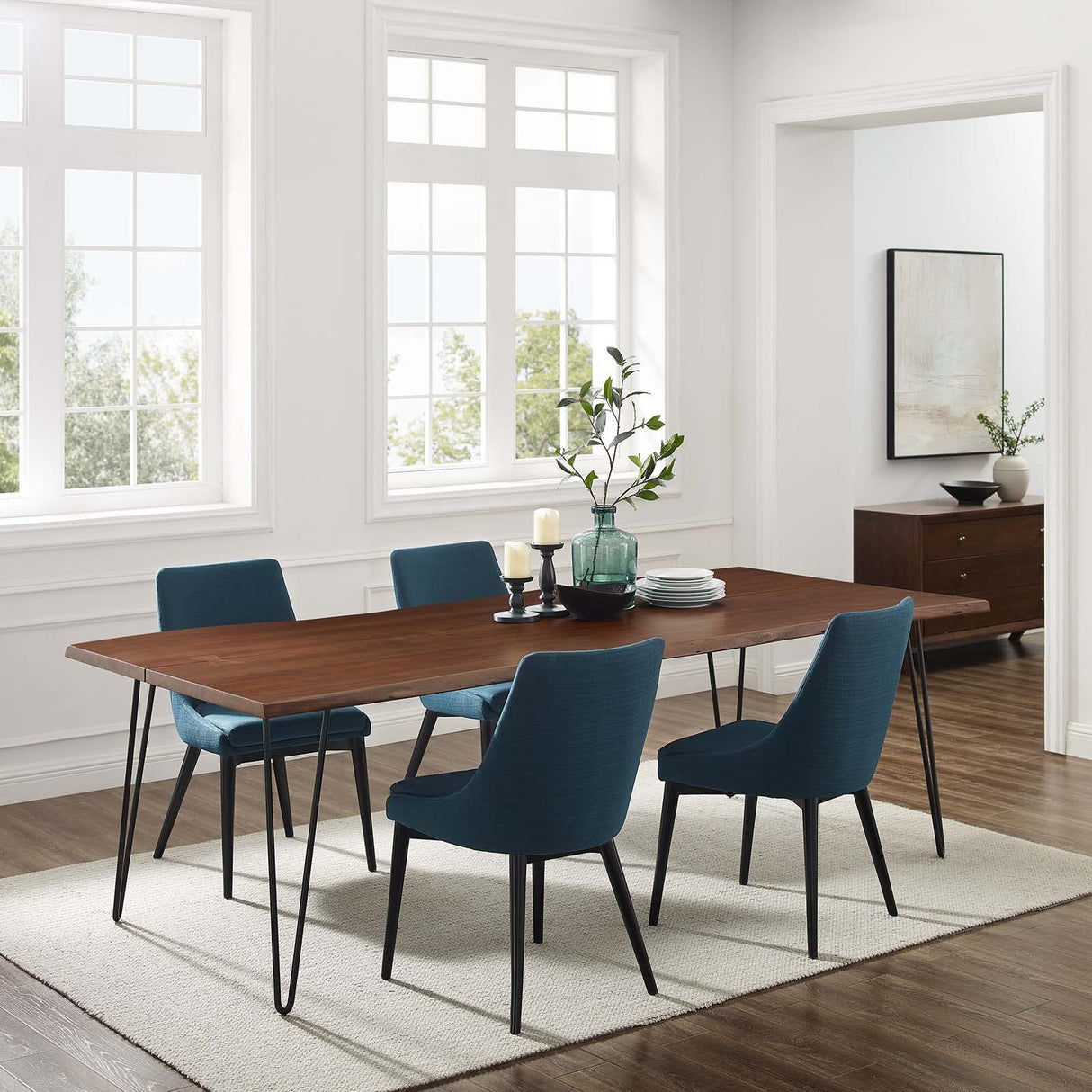 Ardor 96" Live Edge Acacia Wood Rectangular Dining Table in Black Walnut