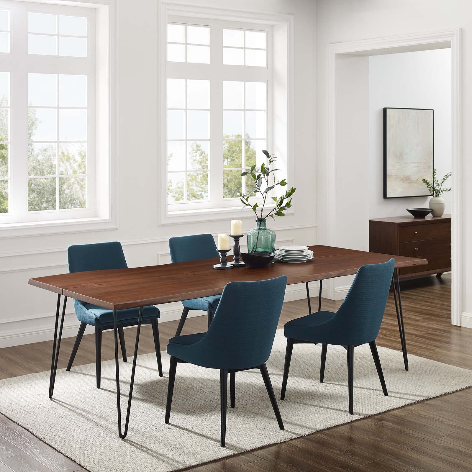 Ardor 96" Live Edge Acacia Wood Rectangular Dining Table in Black Walnut
