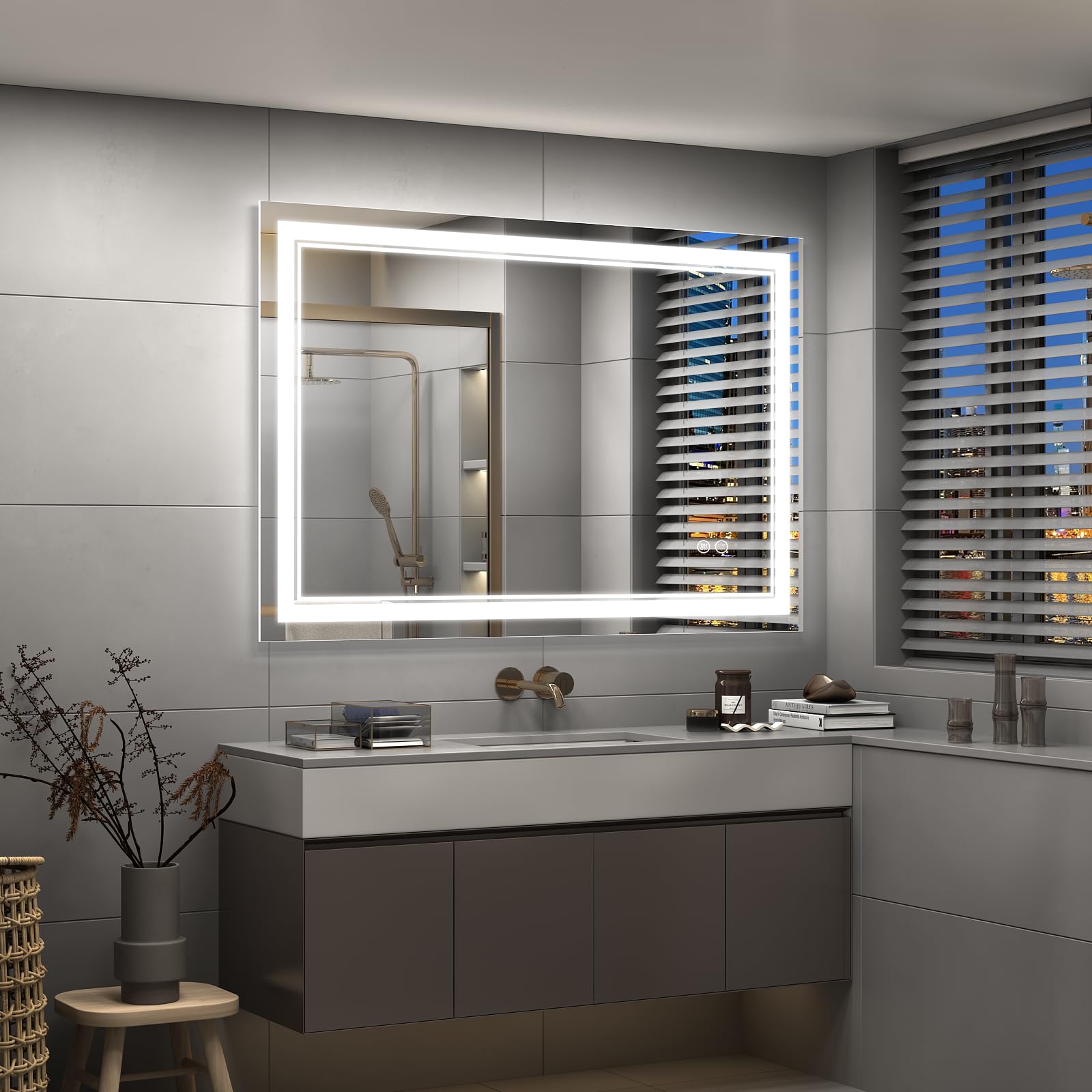 Bathroom Mirror, Lighted Bathroom Mirror with Lights, LED Lighted Mirror