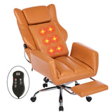 Orange Leather Office Chair with Massage and Footrest
