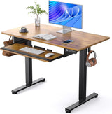 Electric Standing Desk with Keyboard Tray, 55x28 Inches Adjustable Height Sit Stand