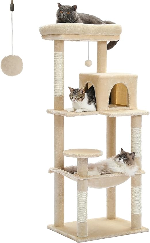 56.3'' Tall Cat Tree for Indoor Cats Multi-Level Cat Tower