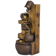 39.3" Outdoor Water Fountain with LED Lights 5 Tiers Modern Cascading Large Outdoor Fountain