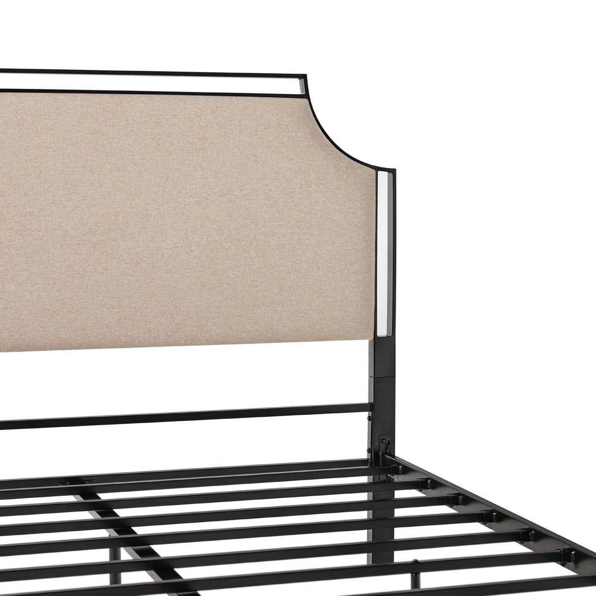 Miriam Modern Metal-Frame Upholstered Queen Bedframe, Queen Size, Tan