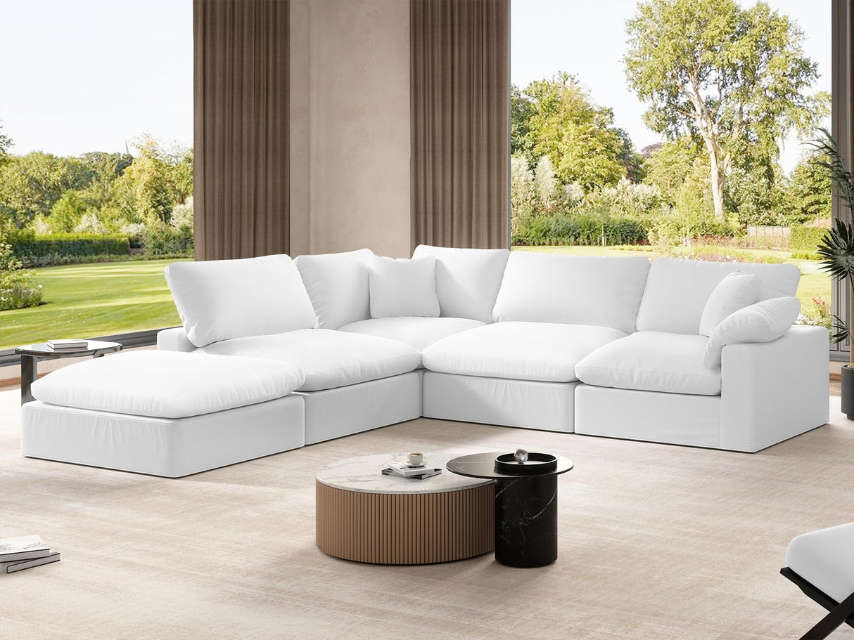 Oversized Sectional Couches for Living Room,Down Filled Sofas,White Modular Couch