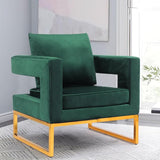 Velvet Accent Chair Modern Upholstered Single Sofa for Living Room Stuffed Seat Side