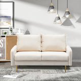 Velvet Loveseat Modern Sofa Tufted Couch with Metal Legs for Living Room, Bedroom