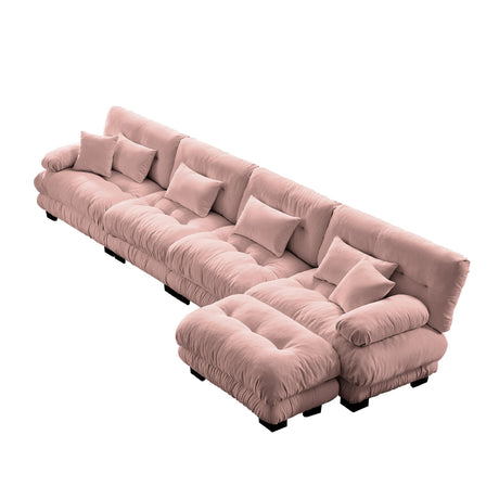Sectional Sofa Couch, Chenille Oversized 4 Seater Cloud Couch with 6 Soft Pillows