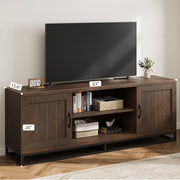 Farmhouse TV Stand for 75-Inch TVs - Walnut Entertainment Center