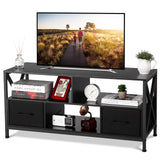 50 inch TV, Entertainment Center with Fabric Drawers, Entertainment Stand with Open