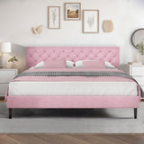 King Size Bed Frame and Headboard, Upholstered Bed Frame King Linen Fabric