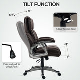 Executive Office Chair with Tilt Function - PU Leather High Back Swivel Desk Chair
