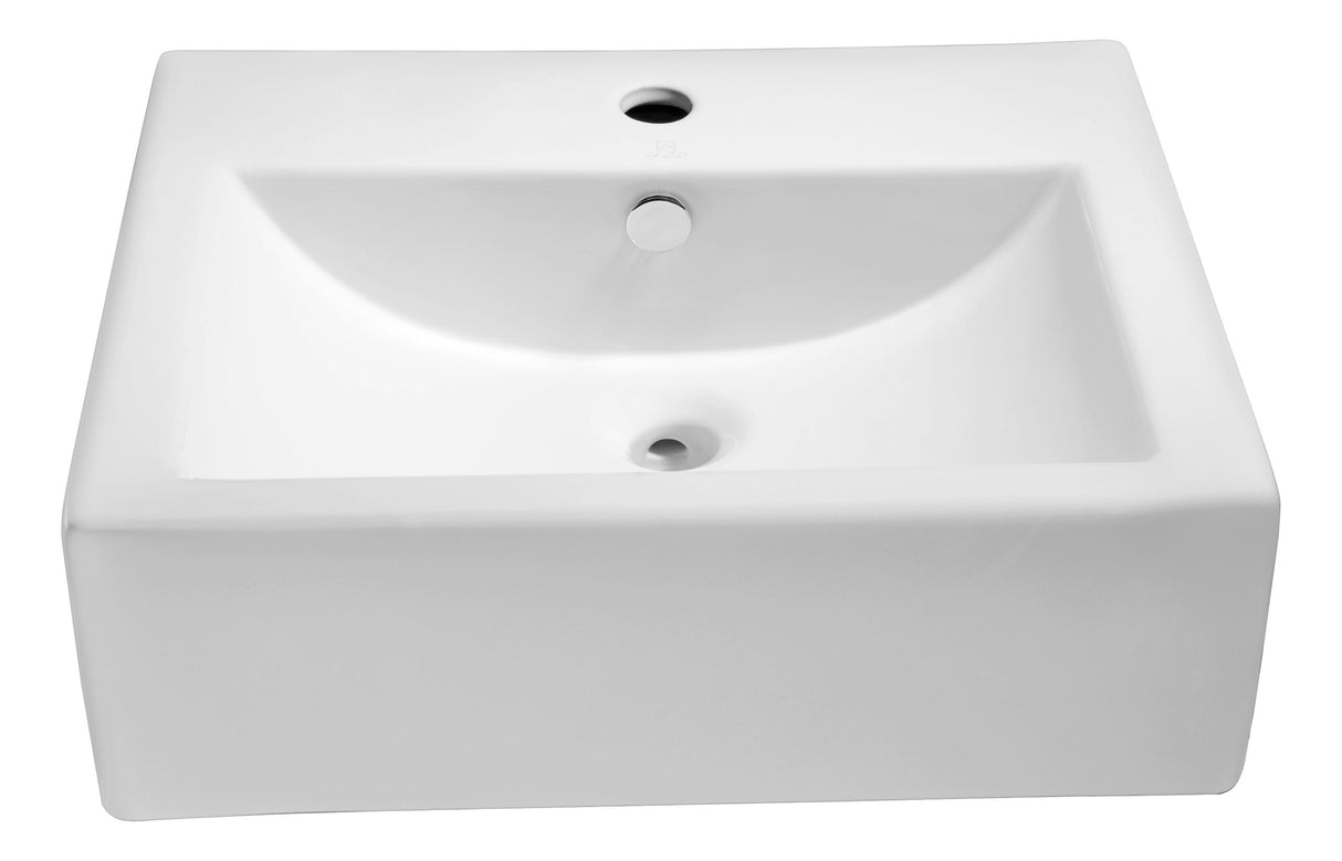 Vitruvius Polished Glossy White Ceramic Rectangular Vessel Sink for Bathroom