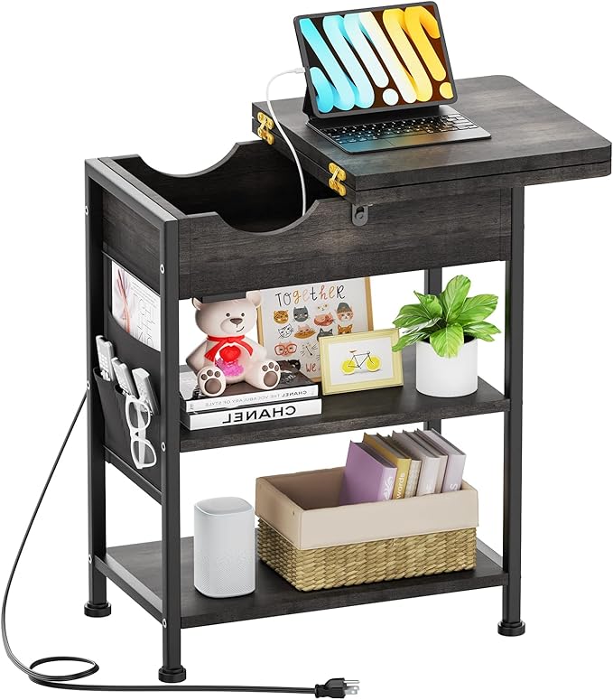 nightstand with Charging Station Bedside Table with Drawers USB Side Tables Bedroom