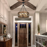 6-Light Farmhouse Wood Chandelier for Dining Room, Rustic Foyer Light Fixtures
