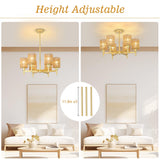 6-Lights Gold Chandelier Light Fixture - Boho Rattan Chandeliers for Dining Room, Farmhouse Kitchen Lighting Fixtures Ceiling, Hanging Pendant lights for Kitchen Island Bedroom Living Room Nursery