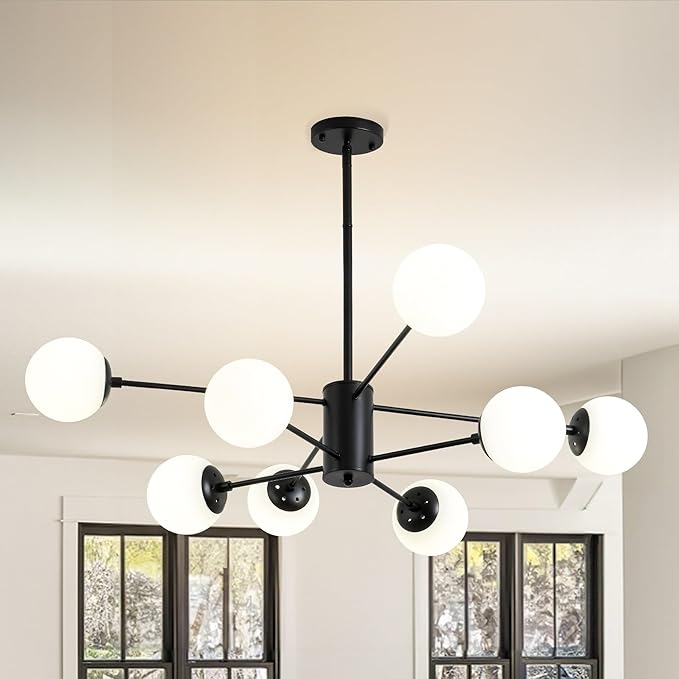 Matte Black 12-light Sputnik Chandelier 8-light