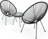 3 Piece Outdoor Seating Acapulco Chair, Modern Patio Furniture Outdoor Conversation Set