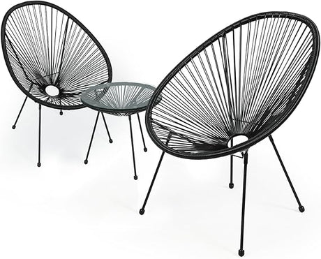 3 Piece Outdoor Seating Acapulco Chair, Modern Patio Furniture Outdoor Conversation Set