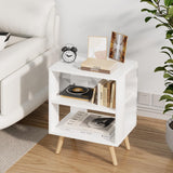 Night Stand, White Kids Nightstand, Modern End Table with Open Storage