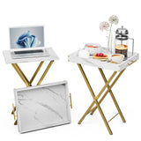 Folding TV Tray Tables, Set of 2 Side Table for Small Place, Snack Eating Tables at Couch