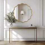 22 Inch Round Wavy Mirror - Modern Gold Wall Decor