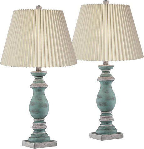 Patsy Traditional Cottage Table Lamps Set of 2 26 1/2" High Weathered Blue-Gray