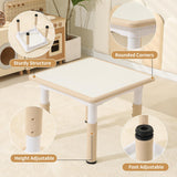 Hulaibit Kids Table and 2 Chairs Set, Height Adjustable Toddler Table and Chairs with Anti-Slip Foot Covers, Graffiti Desktop Arts & Crafts Table for Daycare, Classroom