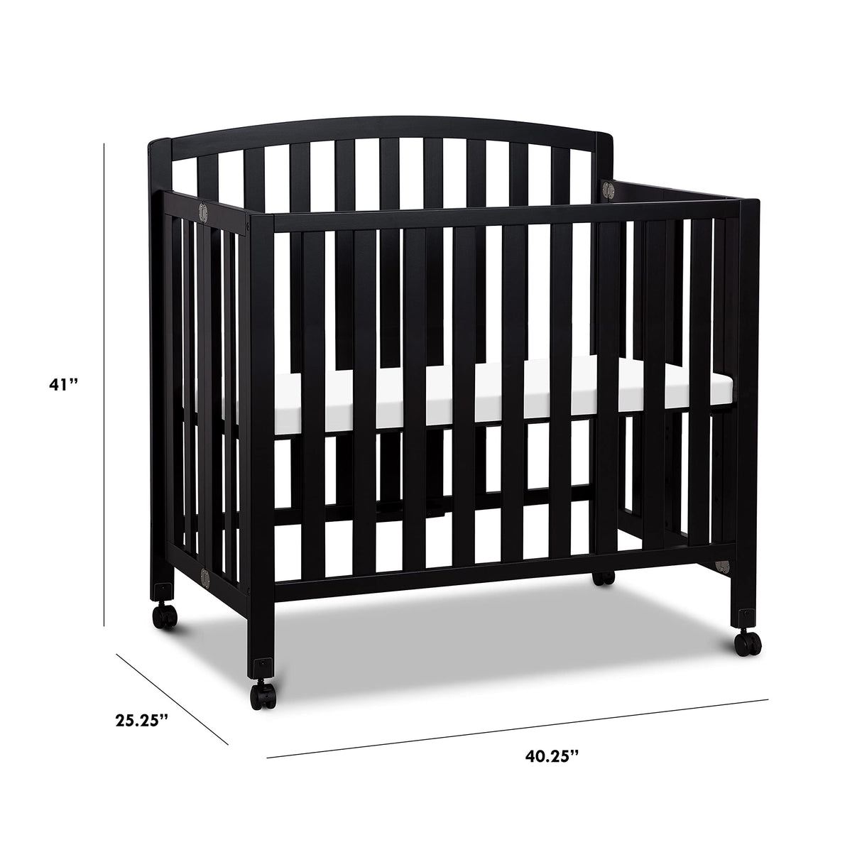 Folding Portable 3-in-1 Convertible Mini Crib and Twin Bed in Ebony, Greenguard Gold