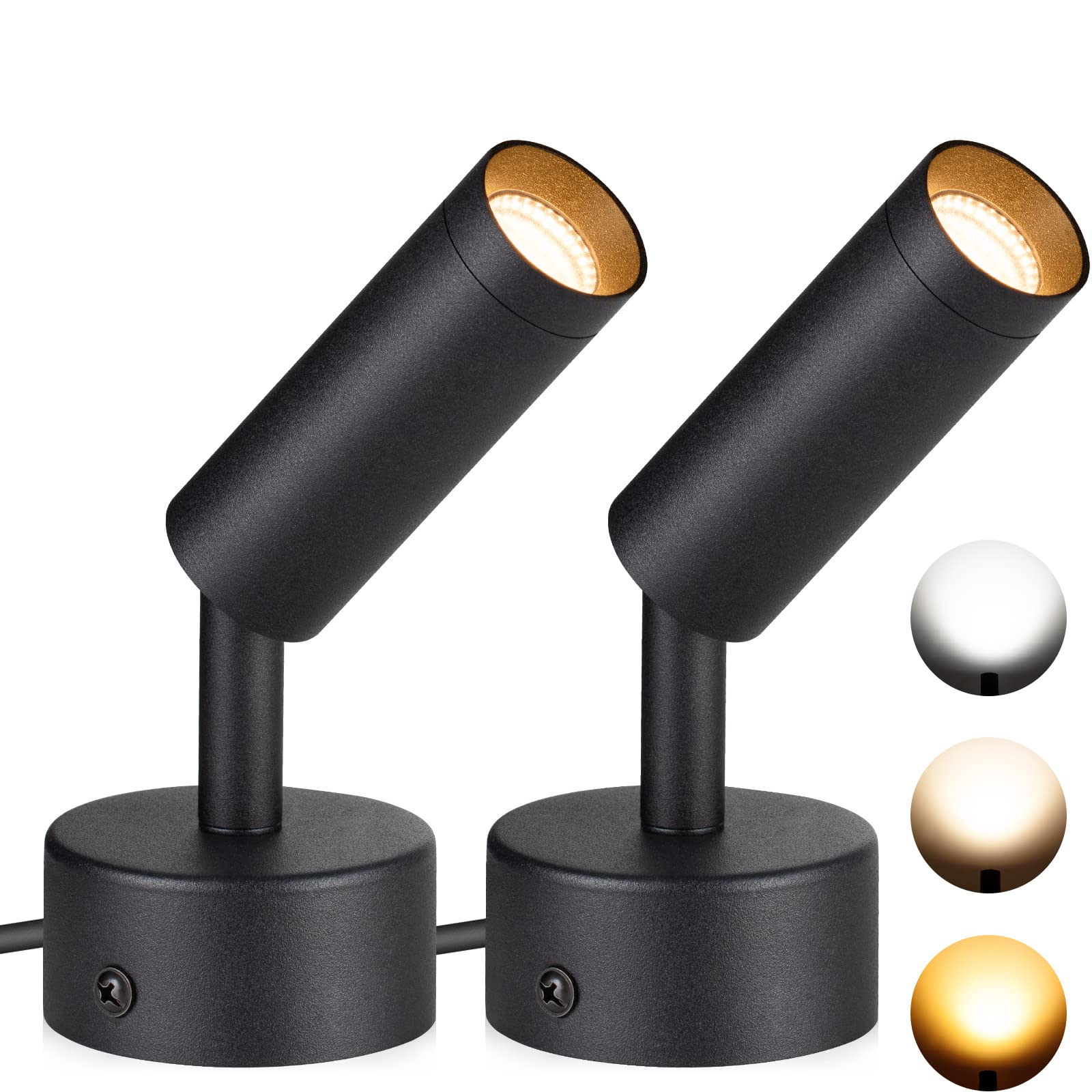 2 Pack LED Spot Lights 3000K/4000K/5000K Adjustable Dimmable Floor Spotlight