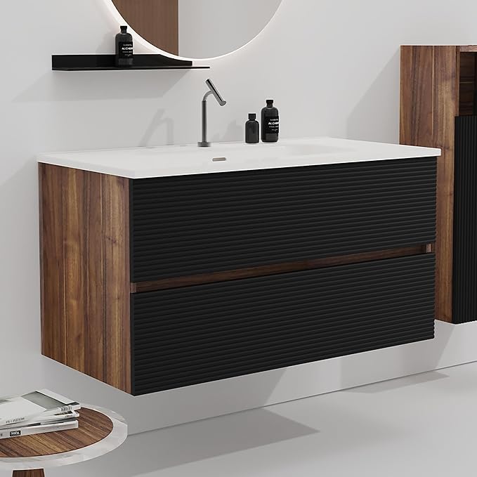 36" Bathroom Vanity with Sink, Wall Mounted Bathroom Vanity Cabinet