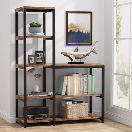 5-Tier Bookshelf, Ladder Corner Bookshelves Etagere Bookcase, 8 Shelves Display Rack Storage Shelf