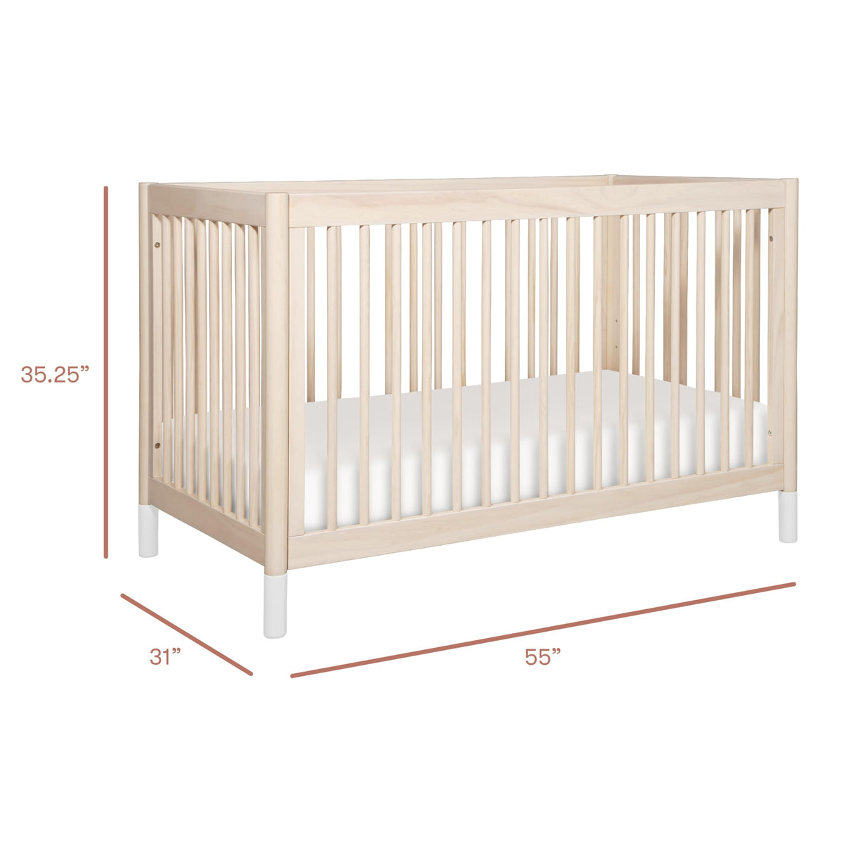 4-in-1 Convertible Crib with Toddler Bed Conversion in Washed Natural