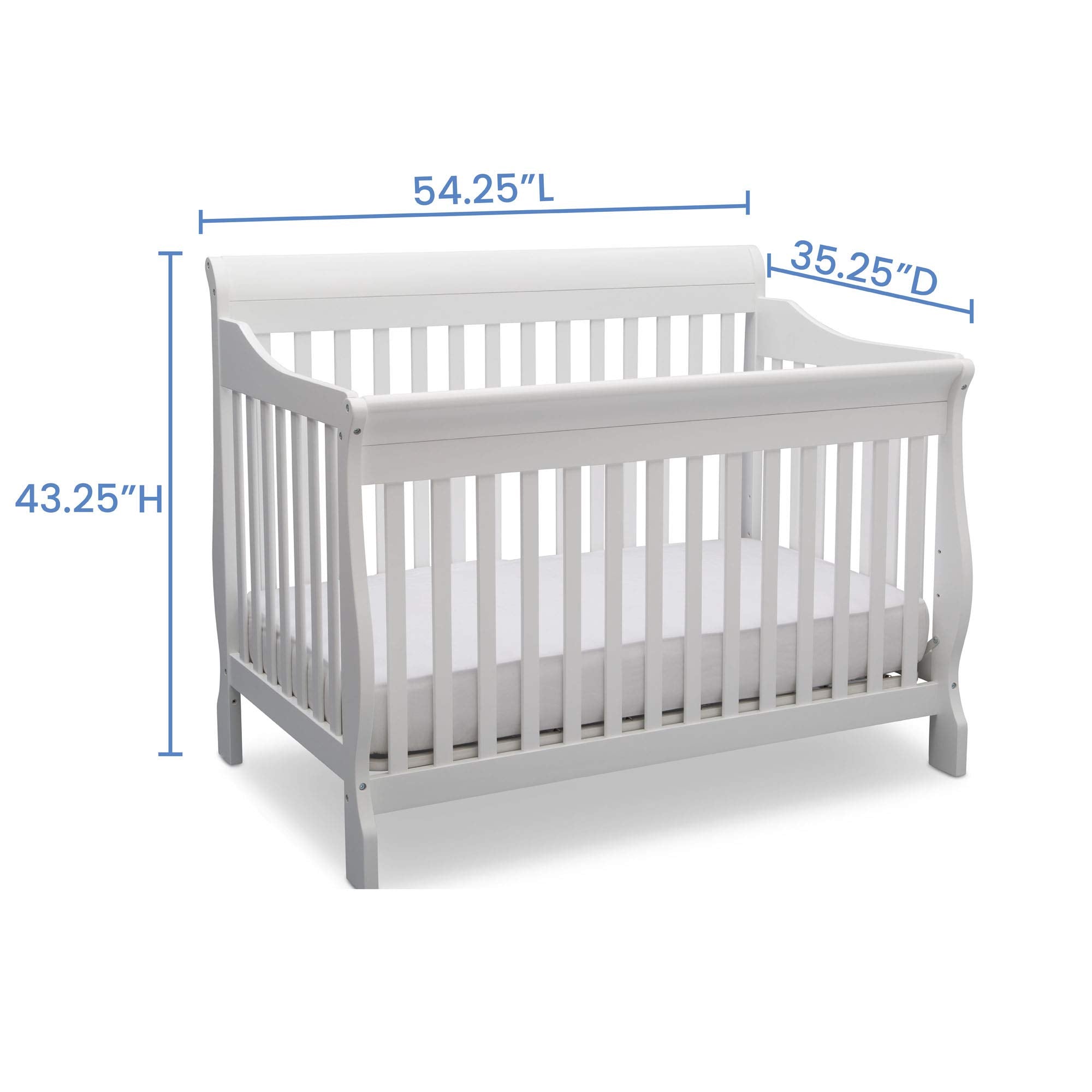Delta Children Canton 4-in-1 Convertible Crib - Easy to Assemble, Bianca White