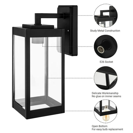 S Outdoor Wall Light Fixture, Outdoor Wall Lantern with Clear Glass Shade