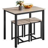 3 Piece Dining Table Set - Kitchen Table & Chair Sets for 2 - Compact Table w/ 2 Stools