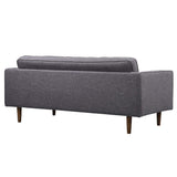 Element Loveseat in Dark Grey Linen and Walnut Wood Finish, 67 x 30 x 34